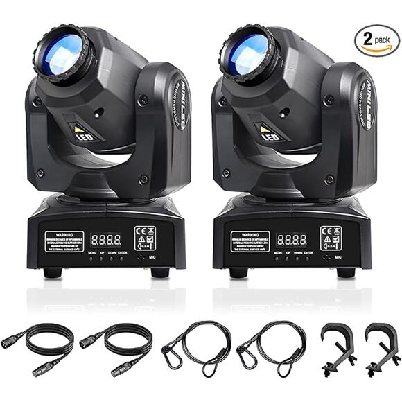 30W LED Moving Head DJ Lights – 2-Pack with 7 Colors & DMX Sound Activation - Picture 8 of 8